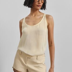 Oria Sheer Silk Chiffon Tank - Pale Yellow