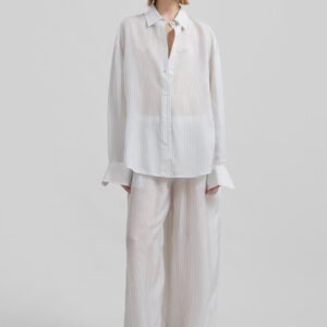 Peri Double Striped Shirt - White/Black Stripe